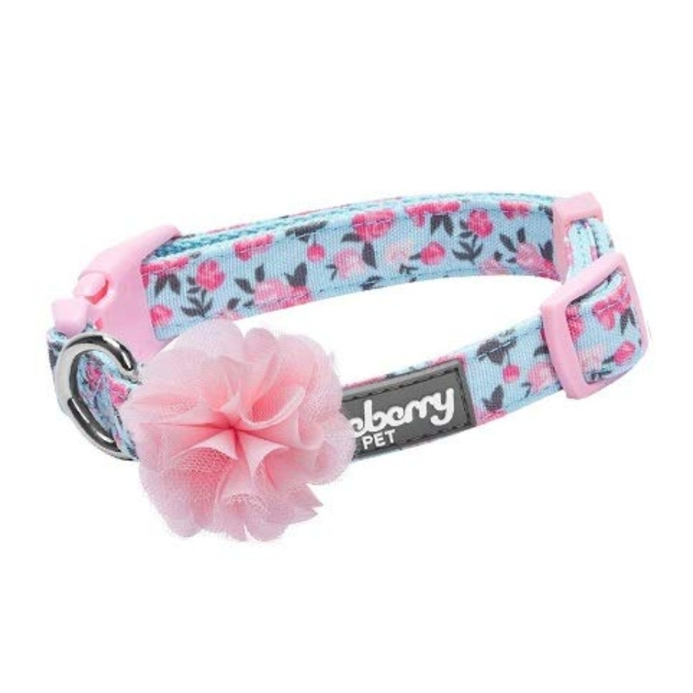 Blueberry Pet Dog Collar, Medium pink, blue NEW